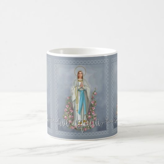 Unsere Dame von Jungfrau-Mary-Skript Lourdes Ave Kaffeetasse (Mittel)
