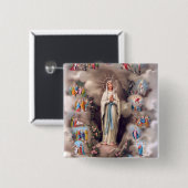 Unsere Dame von Lourdes Button (Vorne & Hinten)