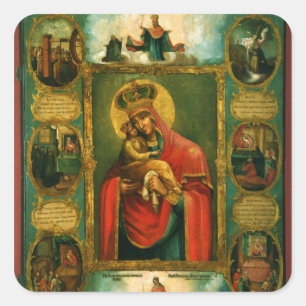 Unsere Dame von Pochaev Quadratischer Aufkleber