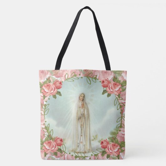 Unsere Dame von rosa Rosen Fatima Tasche (Vorderseite)