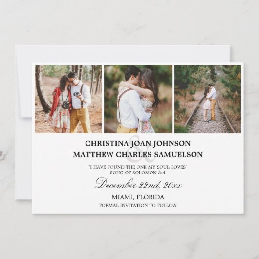 UNSERE DATE Wedding 4 FOTOS Collage White gerettet Save The Date (Rückseite)