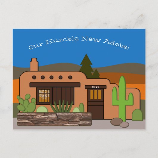 Unsere demütige Adobe Southwest Style neue Adresse Ankündigungspostkarte (Vorderseite)