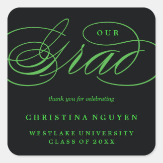 UNSERE ELEGANTE SCRIPT ABSOLVENTEN | DANKE-SICKER QUADRATISCHER AUFKLEBER