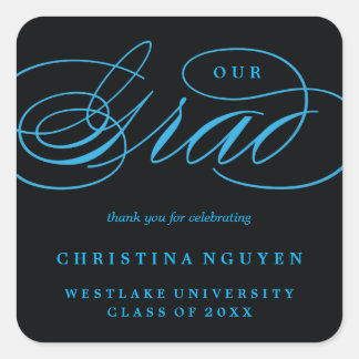 UNSERE ELEGANTE SCRIPT ABSOLVENTEN | DANKE-STICKER QUADRATISCHER AUFKLEBER