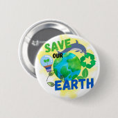 Unsere Erde gerettet Button (Vorne & Hinten)