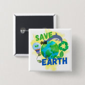 Unsere Erde gerettet Button (Vorne & Hinten)