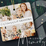 Unsere Erinnerungen mit Oma Modern Foto Collage Keramikornament<br><div class="desc">Dieses moderne Design besteht aus einer einfachen Serifentypografie, die leicht und luftig ist. Fügen Sie 6 Fotos hinzu. Diese Fotos sind mit Quadrat/Rechtecken maskiert. Um ein besseres Foto-Arrangement zu erhalten, stellen Sie sicher, dass Sie die Fotos entdecken. Dann nehmen Sie Ihre Foto-Anpassungen. Wählen Sie nach dem Anpassen die quadratische oder...</div>
