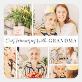 Unsere Erinnerungen mit Oma Modern Foto Collage Quadratischer Aufkleber (Vorderseite)