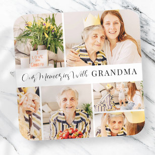 Unsere Erinnerungen mit Oma Modern Foto Collage Quadratischer Aufkleber