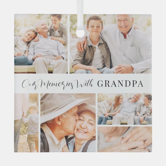 Unsere Erinnerungen mit Opa Modern Foto Collage Ornament Aus Glas (Vorderseite)