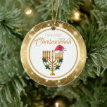 Unsere erste Chrismukka, Hanukkah Keramik Ornament<br><div class="desc">Unser erstes Chrismukka,  Hanukkah-Ornament</div>