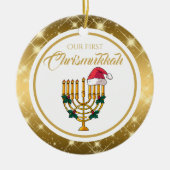 Unsere erste Chrismukka, Hanukkah Keramik Ornament (Vorne)