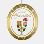 Unsere erste Chrismukka, Hanukkah Keramik Ornament (Links)