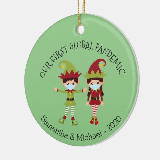 Unsere erste globale Pandemie 2020 Elf Chritsmas Keramik Ornament (Links)