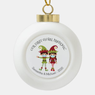 Unsere erste globale Pandemie 2020 Elf Weihnachten Keramik Kugel-Ornament