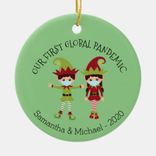 Unsere erste globale Pandemie 2020 Elf Weihnachten Keramik Ornament