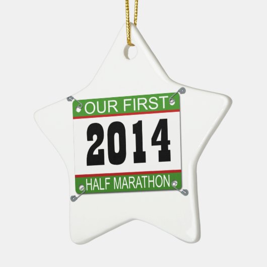 Unsere erste Halbmarathon-Verzierung - 2014 Keramik Ornament (Links)