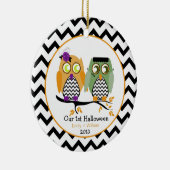 Unsere erste Halloween-Eulen-personalisierte Keramik Ornament (Rechts)