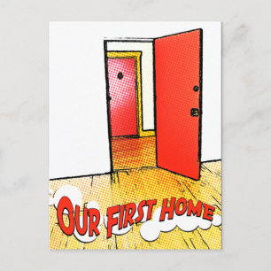 unsere erste Heimat-Comic-Tür Postkarte