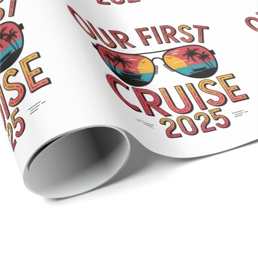 Unsere erste Kreuzfahrt 2025 Sommerreise Matching Geschenkpapier (Rolleneckpunkt)