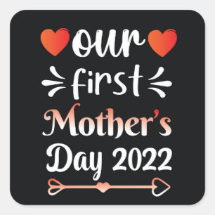 Unsere erste Muttertagsplatte Quadratischer Aufkleber