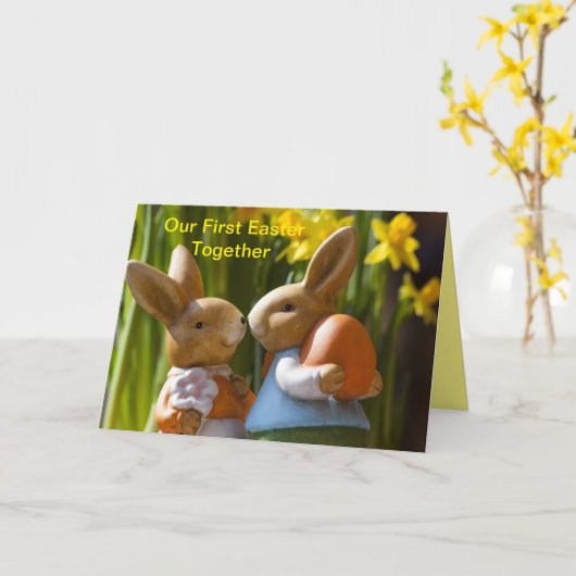 UNSERE ERSTE OSTE ZUSAMMEN BUNNY COUPLE KARTE (Gelbe Blume)