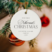 Unsere erste Verheiratete Weihnachtsklasstypografi Keramik Ornament