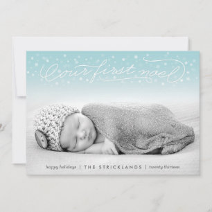 Unsere erste Weihnachten Aqua Holiday Foto Card