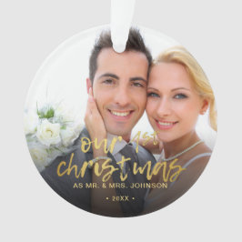 Unsere erste Weihnachts-2-Foto Hochzeit Ornament