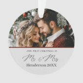Unsere erste Weihnachts-2-Foto-Runde Ornament (Vorderseite)