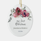 Unsere erste Weihnachts-Christliche Blumenhochzeit Keramik Ornament (Rechts)