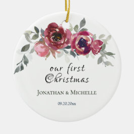 Unsere erste Weihnachts-Christliche Blumenhochzeit Keramik Ornament
