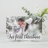 Unsere erste Weihnachts-Coupé-Fotokarte Einladung (Stehend Vorderseite)