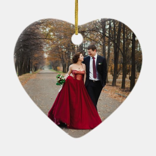 Unsere erste Weihnachts-Minimal-FotoCollage Keramik Ornament (Hinten)