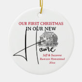 Unsere erste Weihnachts-neue Zuhause-Hütte Keramik Ornament (Vorne)