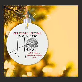 Unsere erste Weihnachts-neue Zuhause-Hütte Keramik Ornament