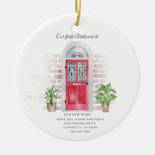 Unsere erste Weihnachts-neue Zuhause Watercolor Keramik Ornament