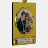 Unsere erste Weihnachts-Neuvermählte Foto Wasserfa Banner-Ornament Gold (Rechts)