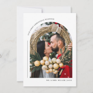 Unsere erste Weihnachts-Verheiratet-Familienfotoka Feiertagskarte