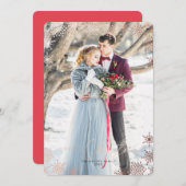 Unsere erste Weihnachts-Verheiratet-Foto-Urlaubska Einladung (Vorne/Hinten)