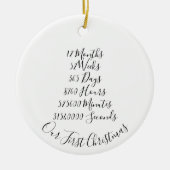 Unsere erste Weihnachts-Verheiratet-Jubiläumsfeier Keramik Ornament (Vorne)