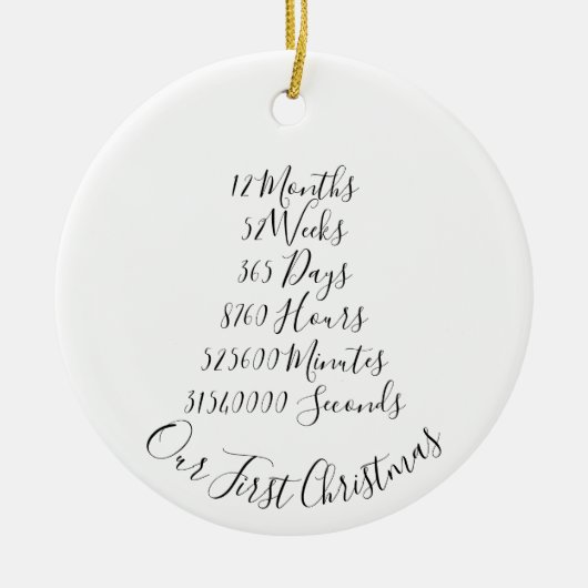 Unsere erste Weihnachts-Verheiratet-Jubiläumsfeier Keramik Ornament (Vorne)