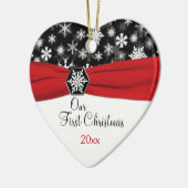 Unsere erste Weihnachtsandenken-Verzierung Keramik Ornament (Links)