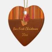 Unsere erste Weihnachtsandenken-Verzierung Keramik Ornament (Links)