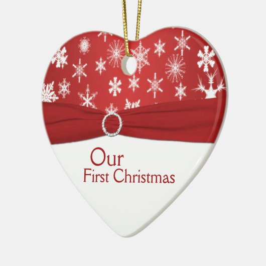 Unsere erste Weihnachtsandenken-Verzierung Keramik Ornament (Links)