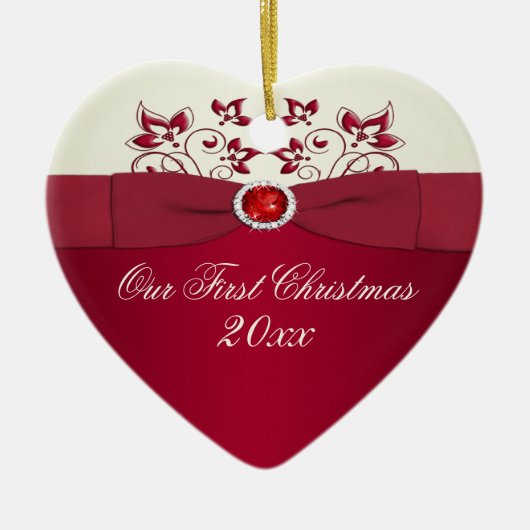 Unsere erste Weihnachtsandenken-Verzierung Keramik Ornament (Vorne)