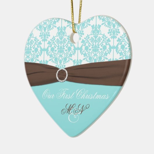 Unsere erste Weihnachtsandenken-Verzierung Keramikornament (Links)