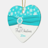 Unsere erste Weihnachtsandenken-Verzierung Keramikornament (Links)