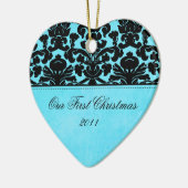 Unsere erste Weihnachtsandenken-Verzierung Keramikornament (Links)