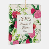 Unsere erste Weihnachtsblume Rosa Grüne Klee Keramikornament (Rechts)
